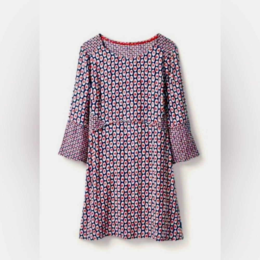 NEW Boden Edna tunic floral leaf print mini bell sleeve dress 10L lightweight